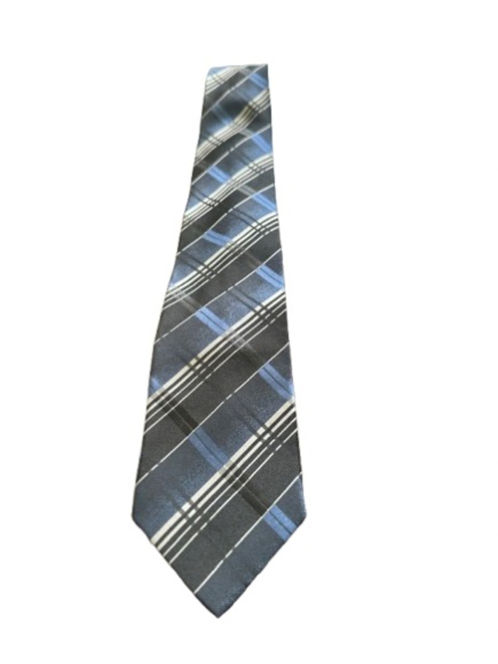 Pronto Uomo Blue, Black and White Plaid Silk Tie
